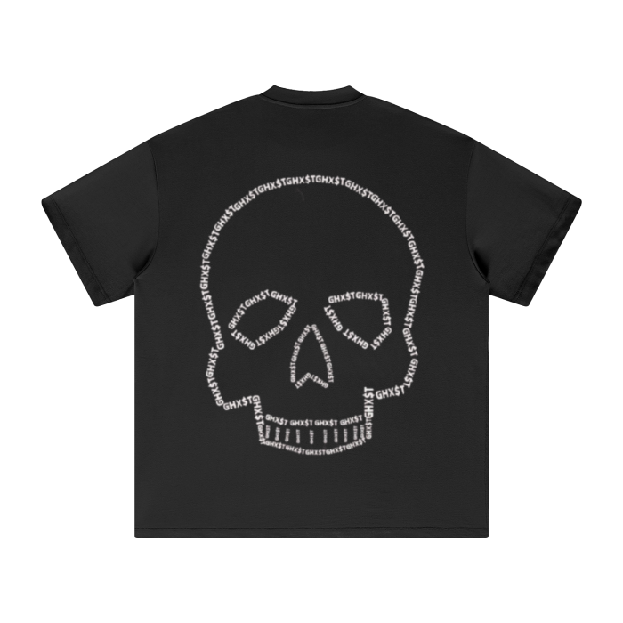 GHXST WEAR  SKULL SPELL OUT SHIRT